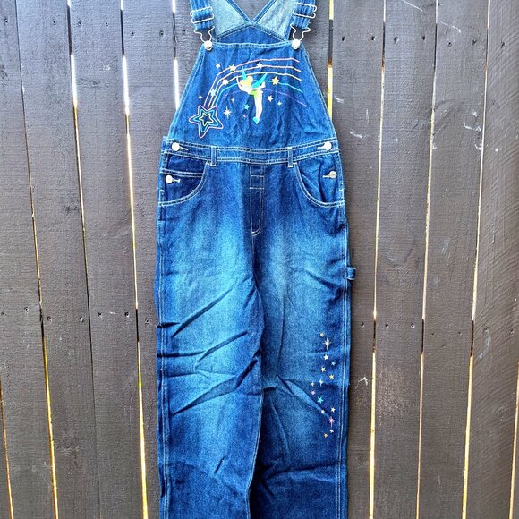 Girls Disney Classics Overalls XL 14-16 Tinkerbell Cotton Denim - Picture 2 of 8